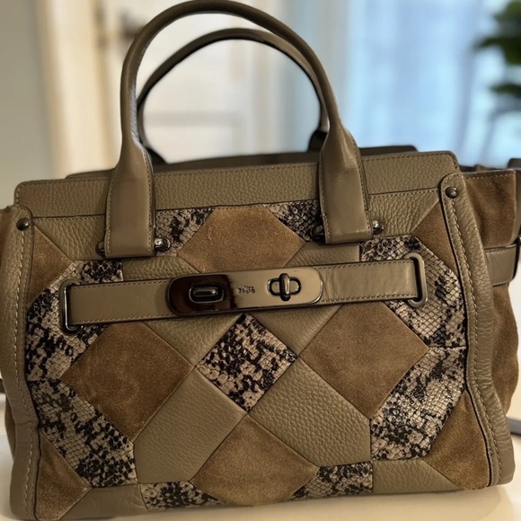 COACH Swagger Blake Patchwork Leather Satchel - Picture 12 of 15